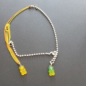 Colorful Beaded Necklace with Teddy Bear Fruit Charms